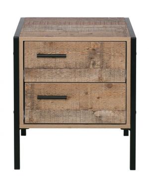 PALLET-W Κομοδίνο με 2 Συρτάρια Μέταλλο Βαφή Μαύρο - Antique Oak