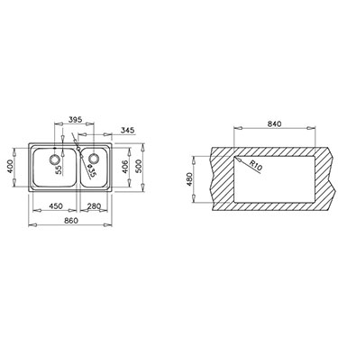 ΕΝΘΕΤΟΣ ΑΝΟΞΕΙΔΩΤΟΣ ΝΕΡΟΧΥΤΗΣ TEKA CLASSIC SUPER BOWL 86 2B MAX