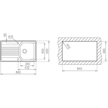 ΕΝΘΕΤΟΣ ΑΝΟΞΕΙΔΩΤΟΣ ΝΕΡΟΧΥΤΗΣ TEKA PREMIUM 86 1B 1D