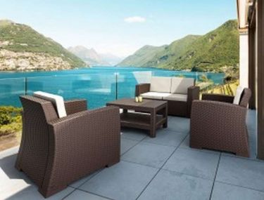 ΣΕΤ ΣΑΛΟΝΙΟΥ MONACO ΠΟΛΥΠΡΟΠΥΛΕΝΙΟΥ ΜΕ ΜΑΞΙΛΑΡΙΑ - Χρώμα: Καφέ - Εκρού