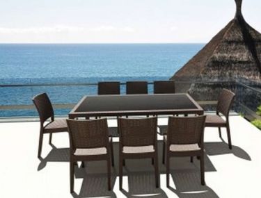 ΤΡΑΠΕΖΙ ΠΟΛΥΠΡΟΠΥΛΕΝΙΟΥ TAHITI ΜΕ ΤΖΑΜΙ ΑΣΦΑΛΕΙΑΣ - Χρώμα: Καφέ