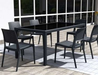 ΤΡΑΠΕΖΙ ΠΟΛΥΠΡΟΠΥΛΕΝΙΟΥ TAHITI ΜΕ ΤΖΑΜΙ ΑΣΦΑΛΕΙΑΣ - Χρώμα: Ανθρακί